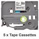 Brother P-Touch Tze Lam Labelling Tape Cassettes 12mmx8m Black/White Tape (Pack of 5) TZE231M5