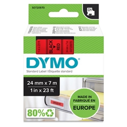 Dymo 53717 24mm x 7m Black on Red Tape