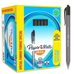 Paper Mate S0977430 Inkjoy Retractable Pens Black Ink - Pack of 100