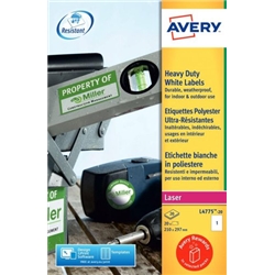 Avery Laser Label Heavy Duty 1 Per Sheet White (Pack of 20) L4775-20