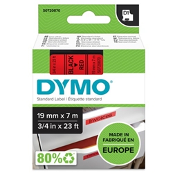 Dymo D1 LabelMaker Tape 19mm x 7m Black on Red S0720870