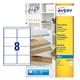 Avery J8565 Clear Inkjet Labels 99.1x67.7mm 8-label sheets Ref J8565-25 - 25 Sheets