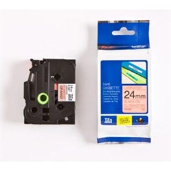 Brother P-Touch TZe Lam Tape Cassette 24mm x 8m Black on Fluorescent Orange Tape TZEB51