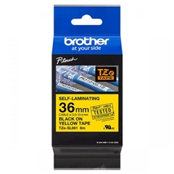 Brother TZESL661 36mm Black on Yellow Self Laminating Tape