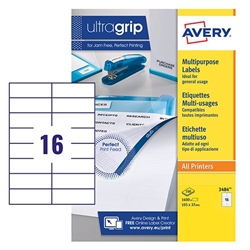 Avery Ultragrip Labels 105x37mm 16 Per Sheet White (Pack of 1600) DPS16-100