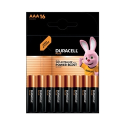 Duracell Plus AAA Battery Alkaline 100% Extra Life Power Boost (Pack of 16) 5010829+