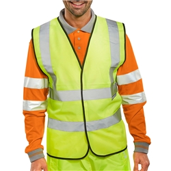 Beeswift High Visibility Waistcoat Saturn Yellow-Printed Logo & First Aider on on Reverse 3XL
