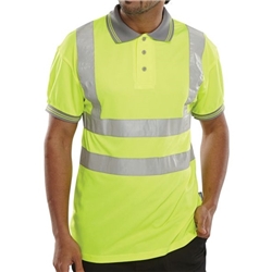 Beeswift Short Sleeve Hi-vis Polo Shirt Saturn Yellow - Logo Printed on Reverse XXL