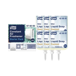 Tork Mild Liquid Hand Soap Refill S1 1 Litre (Pack of 6) 420501 + FREE Tork Air Freshener Pack
