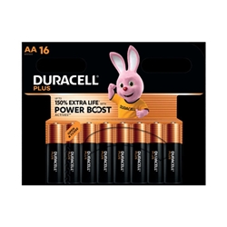 Duracell Plus AA Battery Alkaline 150% Extra Life Power Boost (Pack of 16) 5009375+