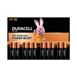 Duracell Plus AA Battery Alkaline 150% Extra Life Power Boost (Pack of 10) 5015842+