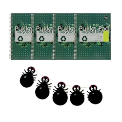 Pukka Recycled Wirebound Notebook A5 (Pack of 3) + FOC Halloween Spider Balloon Garland