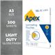 Apex Laminating Pouches A3 - Light Duty - Pack of 100 (Pack of 5 = 500 Pouches)