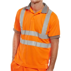 Beeswift Short Sleeve Hi-vis Polo Shirt Orange - Logo & First Aider Printed on Reverse - MEDUIM