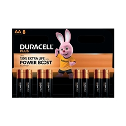 Duracell Plus AA Battery Alkaline 150% Extra Life Power Boost (Pack of 8) 5015223+