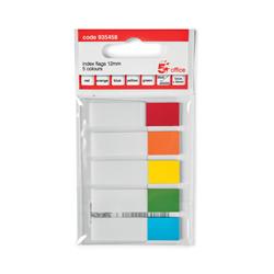 5 Star Office Index Flag 5 Bright Colours 12.5x50mm 5 Packs of 20 Flags [100 Flags]