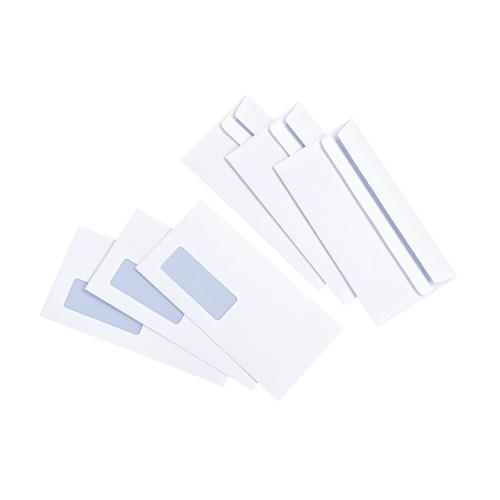 5 Star Value Envelope White Press Seal Window Wallet DL 90gsm (Pack