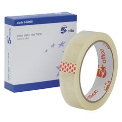 5 Star Elite Easy Tear Tape PP 3in Core 24mm x 66m Clear Pack 6