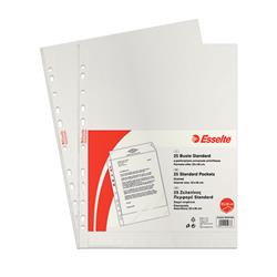 Buste a foratura universale Standard Esselte - A4 - 22x30 cm - goffrata - spessore leggero - trasparente - conf. 25