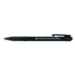 5 Star Office Ball Pen Retractable Medium 1.0mm Tip 0.7mm Line Black [Pack 20]
