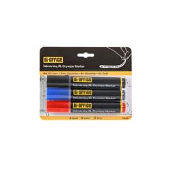 Bi-Office Assorted Colours Inkstring XL Drywipe Marker 3mm – Pack of 3