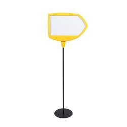 Bi-Office Floor Safety Sign, Magnetic Arrow,  Drywipe Surface, Yellow, Angle Adjustable, 62.5 x 44.5 x 159.5 cm