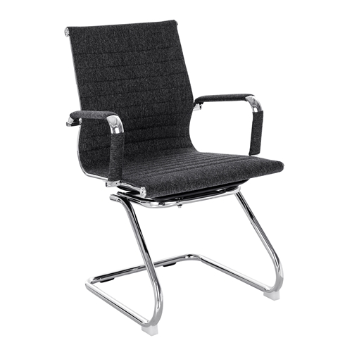 Aura Contemporary Medium Back Black/Grey Fleck Fabric visitor Chair