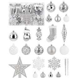 128 PCS Christmas Balls Decoration Christmas Baubles, Assorted Shatterproof Silver