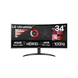 LG 34WR50QK-B 34 Inch 3440 x 1440 Pixels HDR10 HDMI DisplayPort Curved Gaming Monitor