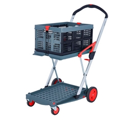 Clever Folding Trolley; c/w 2 Folding Boxes; Injected Moulded Plastic/Anodised Aluminium; 60kg; Grey/Black/Red