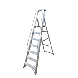 Climb-It® Aluminium Swingback Stepladder; 10 Tread with Handrails; 150kg; Silver