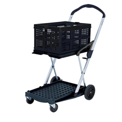 Clever Folding Trolley; c/w 1 Folding Box; Injected Moulded Plastic/Anodised Aluminium; 60kg; Black/Silver