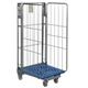 Plastic Base Nestable Roll Container; 3 Sided Unit; Internal Height mm: 1430; Silver/Blue Base