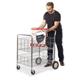 Wire Trolley; 2 Shelves (1 removable); Fixed/Swivel (x2 Braked) Castors; Chrome Plated Wire; 120kg; Silver