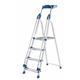 Professional Folding Step with Tool Tray; 4 Tread; 150kg; Silver/Blue