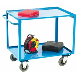 2 Tier Shelf Trolley; 1100 x 700 x 980; Fixed/Swivel Castors; Steel; 300kg; Blue