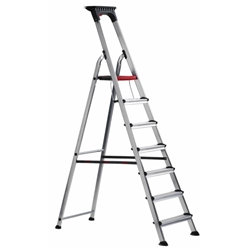 Double Decker Step; 7 Tread; Aluminium; 150kg; Silver/Black/Red