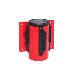 Obex Barriers® Wall Mounted Belt Barrier; Belt Length mm: 4600; Red Housing; Black/Yellow Chevron