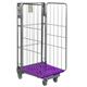 Plastic Base Nestable Roll Container; 3 Sided Unit; Internal Height mm: 1430; Silver/Purple Base
