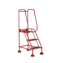 Domed Feet Step - 3 Tread - Anti Slip - Red