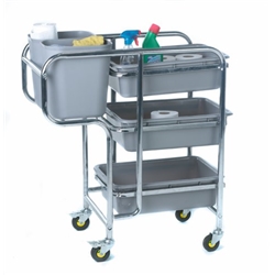 Collector Trolley; Swivel (x2 braked) Castors; Steel/Plastic; 100kg; Silver