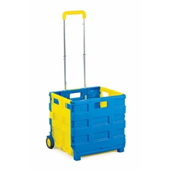 Proplaz® Folding Box Truck; Fixed Wheels; Plastic; 25kg; Blue/Yellow