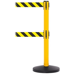 Obex Barriers® Safety Belt Barrier; Belt Length mm: 3400; Yellow Post; Black/Yellow Chevron