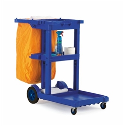 Janitorial Cleaning Trolley; Fixed/Swivel Wheel/Castors; Plastic/PVC; 100kg; Blue/Yellow