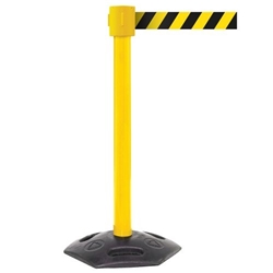 Obex Barriers® Premium Weatherproof Belt Barrier; Belt Length mm: 10600; Yellow Post; Black/Yellow Chevron