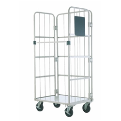 Roll Container; Swivel (x2 Braked) Castors; Steel; 600kg; Silver