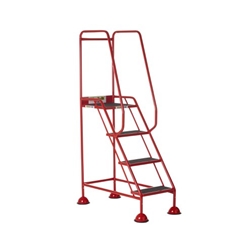 Domed Feet Step - 4 Tread - Anti Slip - Red