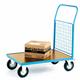 Single Mesh End Platform Truck; 1500 x 800 x 1050; Fixed/Swivel (x2 Braked) Castors; Steel; 500kg; Blue/Veneer