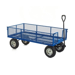 Industrial General Purpose Truck; Mesh Base; Mesh Sides & Ends with Puncture Proof Wheels; 500kg; Blue