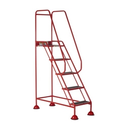 Domed Feet Step - 5 Tread - Anti Slip - Red